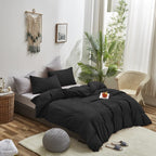 Karever Black Comforter Full Plain Black Bedding Pure Black Full Size Comforter Soft Durable Solid Black Comforter Set Women Men