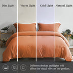 Mildly Super Soft Duvet Cover - 100% Washed Microfiber Rust Comforter Cover Set 3 Pieces With Zipper Closure & Corner Ties (No C