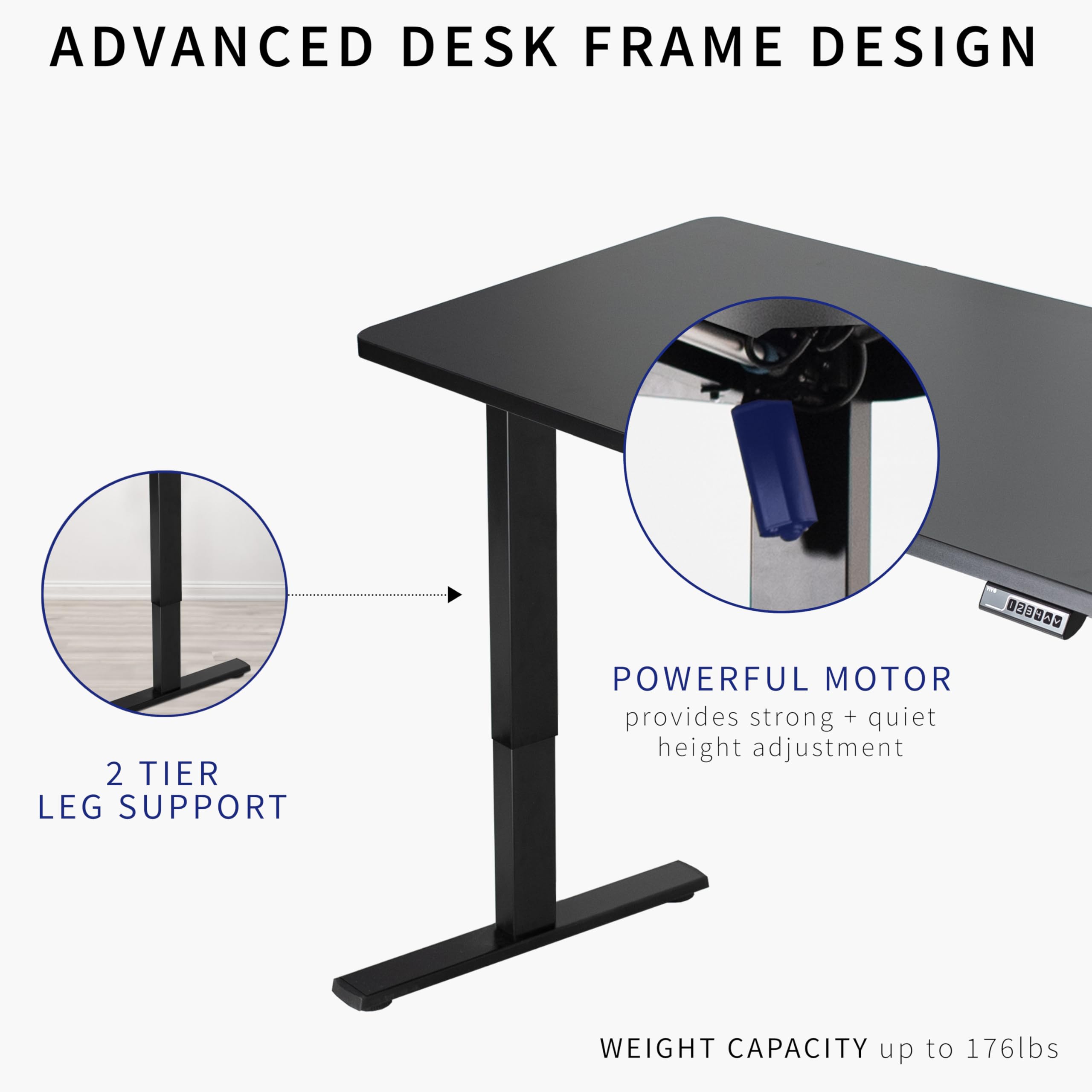 Vivo Electric Dry Erase 60 X 24 Inch Standing Desk Workstation, Memory Controller Height Adjustment, 1B Series, Whiteboard Top Black Frame, Desk-Kit-1B6We