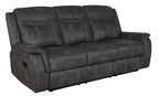 Coaster Lawrence Faux Leather Upholstered Tufted Back Motion Sofa Charcoal