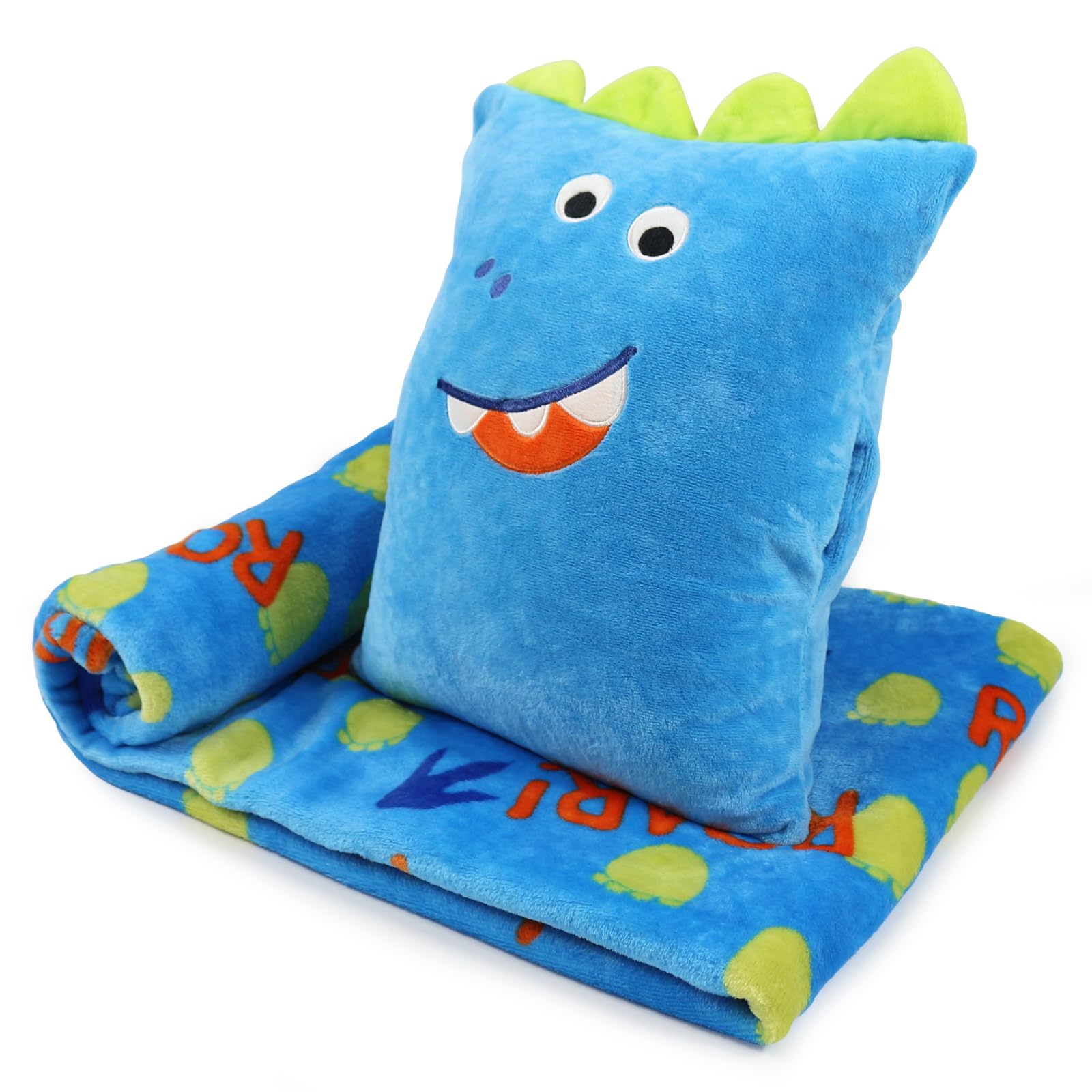 Vigorspring 3 In 1 Pillow And Blanket Set, Dinosaur Blanket For Boys 40' X 60' Hugging Pillow With Hand Warmer, Great Gifts Fo
