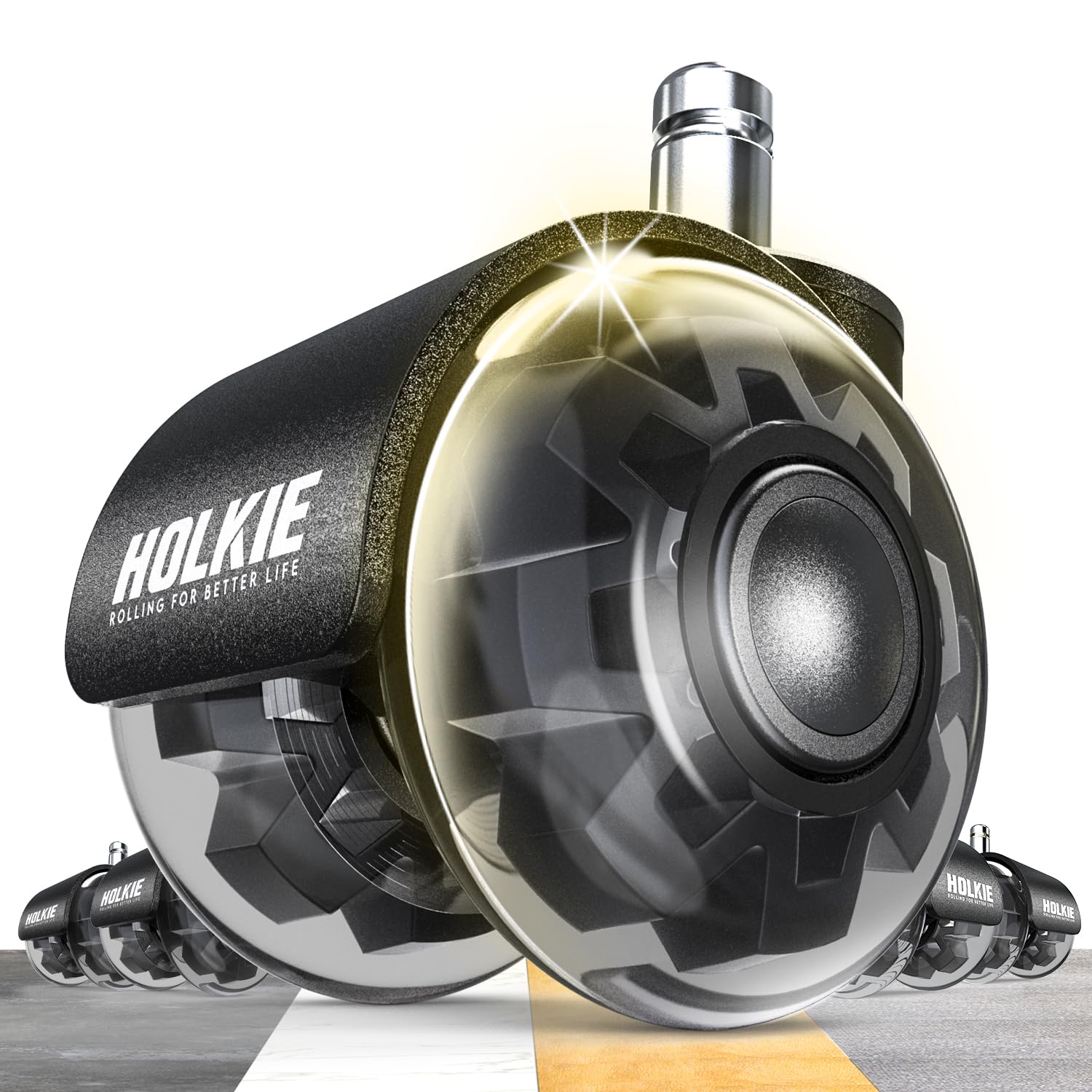 Holkie Office Chair Wheels 11X22Mm Universal Fit Casters 2 Inch Replacement, Black Dual Rubber Smooth Quiet Rolling Casters For