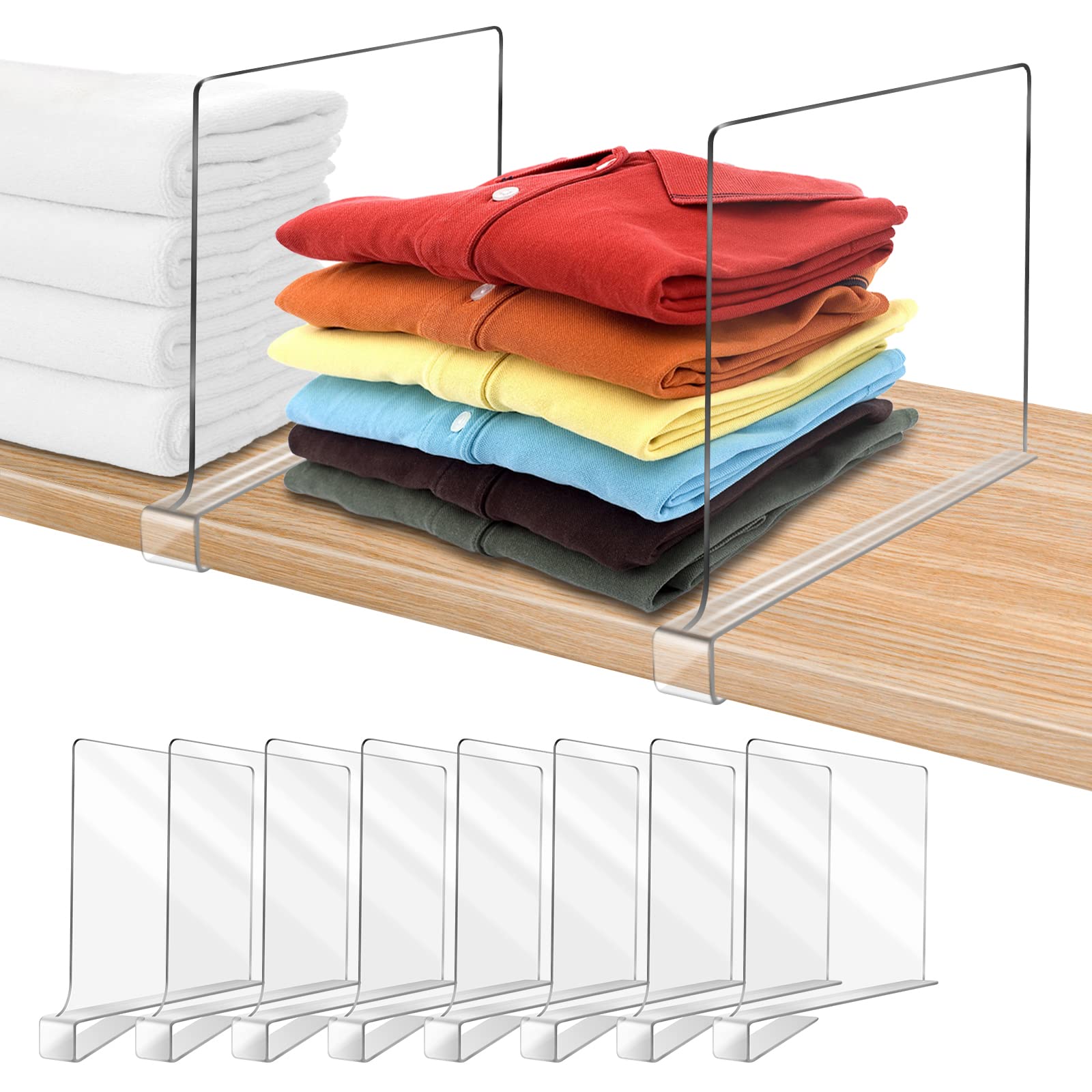 Omgelic Acrylic Shelf Dividers For Closet Organization 8Pcs Closet Shelf Divider Closet Dividers For Shelves Shelf Organizer For