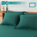 Cosybay Bed In A Bag Full Comforter Sets 7Pcs All Season Solid Down Alternative Bedding Sets Dark Green With Comforter, Pillow S