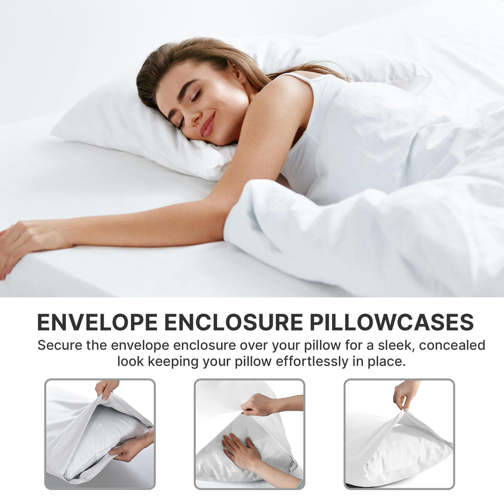 Cgk Unlimited Queen Size Microfiber Pillowcase Set Of 4 - Soft, Premium Quality, Machine Washable, Protective, Sky Blue
