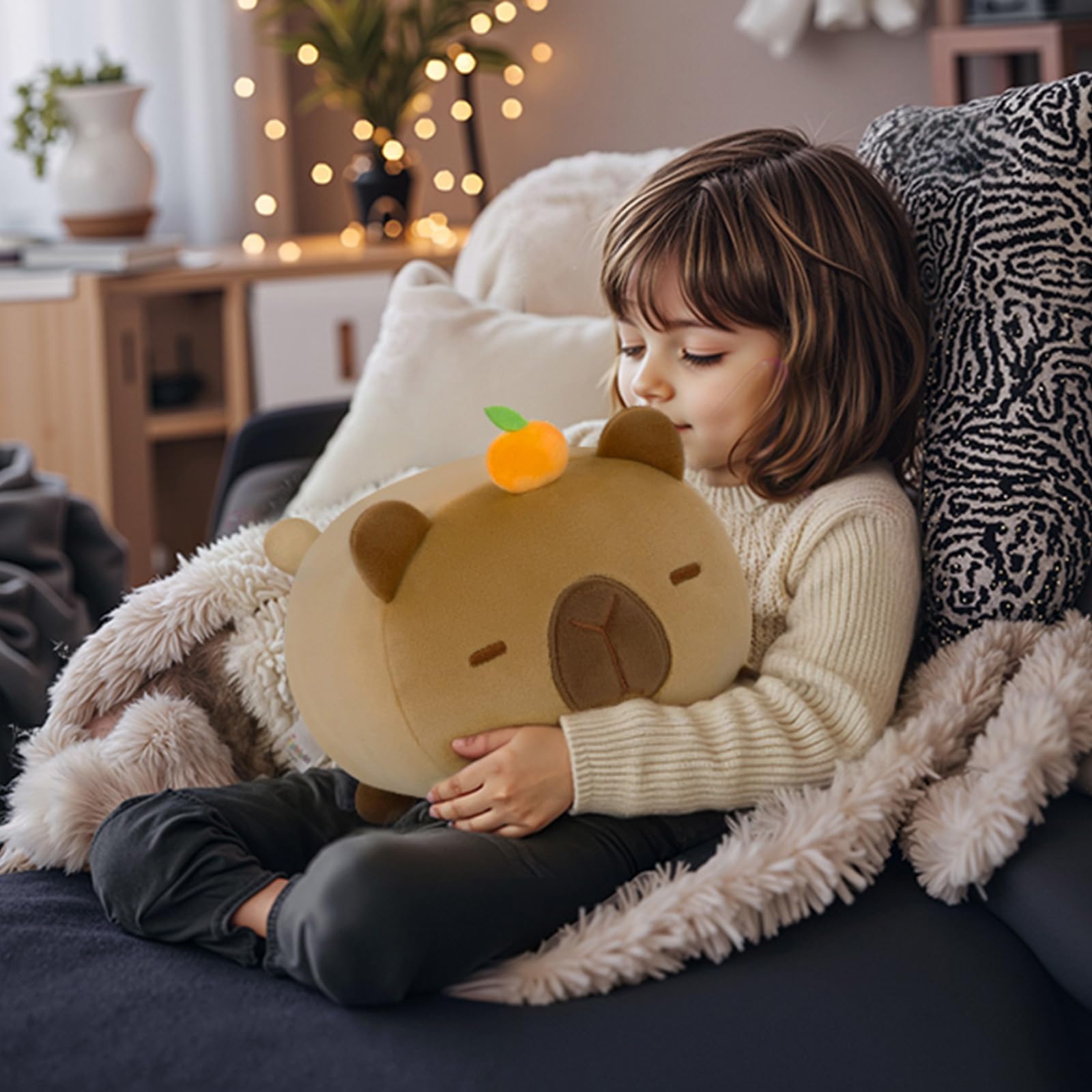 Mewaii Cute Capybara Plush Pillow, Kawaii Plushies Capybara Stuffed Animal Toy, Kawaii Animal Plushie, Soft Squishy Birthday Gif