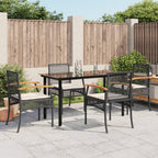 vidaXL Garden Furniture Set with Cushions 5 Pieces, Table and Chairs, Relaxing Armchairs, Seats for Patio Terrace, Synthetic Rattan Black
