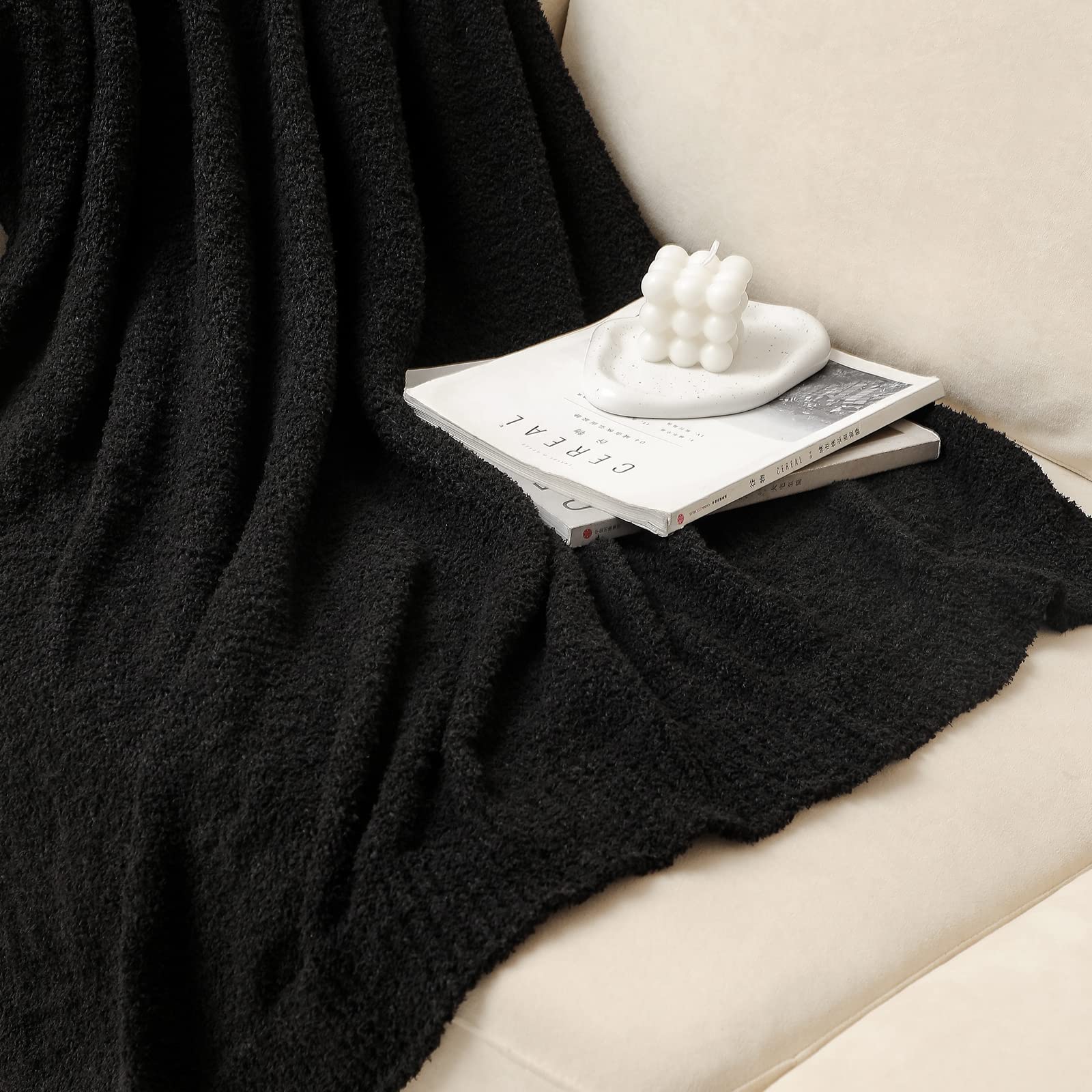 Bearberry Super Soft Fluffy Throw Blanket Lightweight Cozy Warm Throw Blankets For Couch Bed Sofa All Season (Black, 53   X71