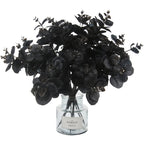 Tinsow 10 Pcs Black Artificial Eucalyptus Branches Stems Faux Eucalyptuses Real Touch Leaf Gathic Theme Party Bouquet Centerpiec