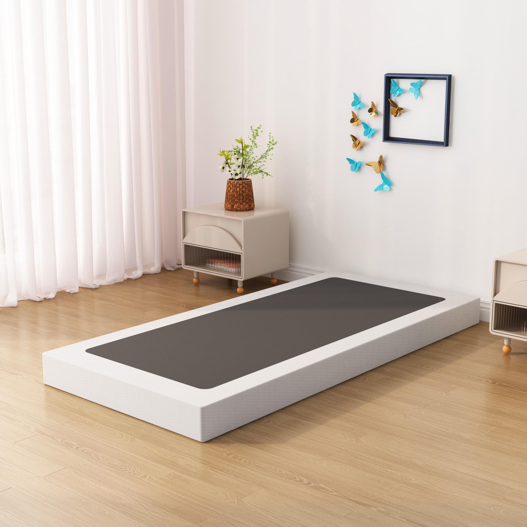 Upcanso Twin Xl Box Spring Bed Base 6 Inch, Low Profile Metal Boxspring Xl Twin With Fabric Cover, 2000 Lbs Max Weight Capacity Mattress Foundation, Noise-Free, Easy Assembly