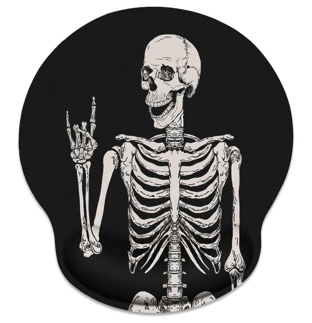 Britimes Ergonomic Mouse Pad With Wrist Support Black Human Skeleton Skull Non-Slip Rubber Base Mousepad For Home Office Gaming