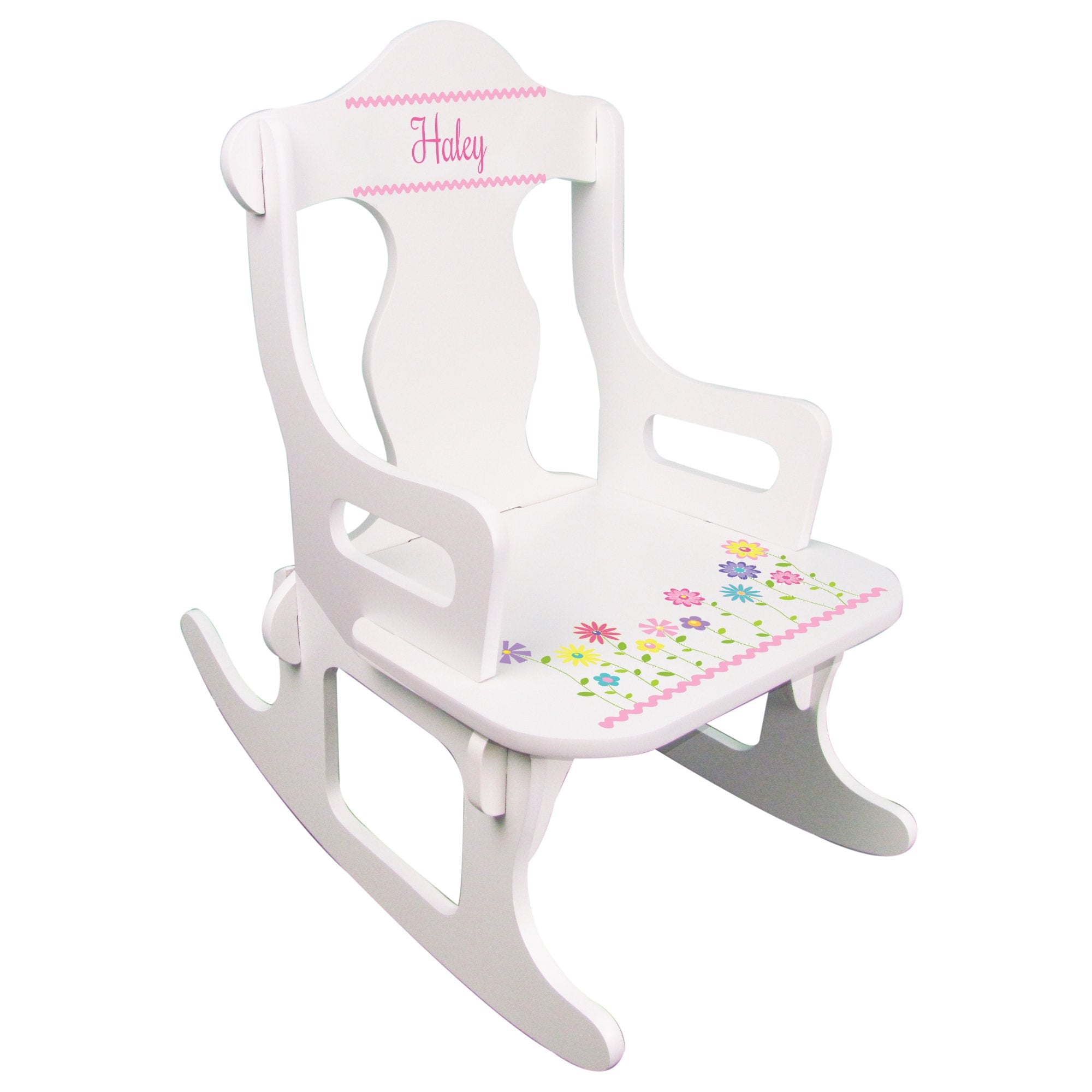 My Bambino Personalized Childs Puzzle Rocking Chair (Stemmed Flower)