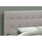 Monarch Specialties Queen Bed Headboard, Upholstered Linen Look in Grey, Transitional Style for Bedroom