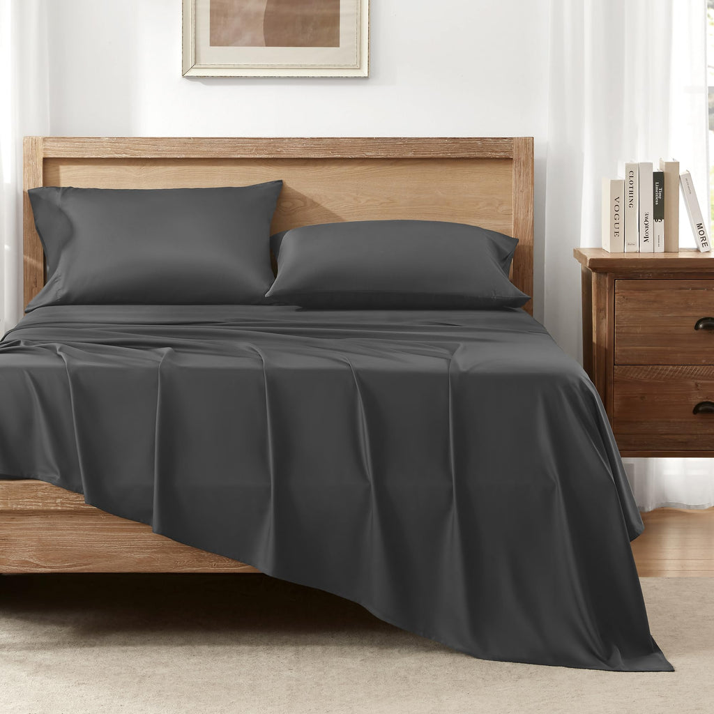 Andency Dark Grey California King Sheet Sets, 100% Viscose Derived From Bamboo, Cooling Sheet Set, Deep Pocket Up To 16', Silky Soft Bed Sheets, Hotel Luxury Breathable Bedding Sheets & Pillowcases…