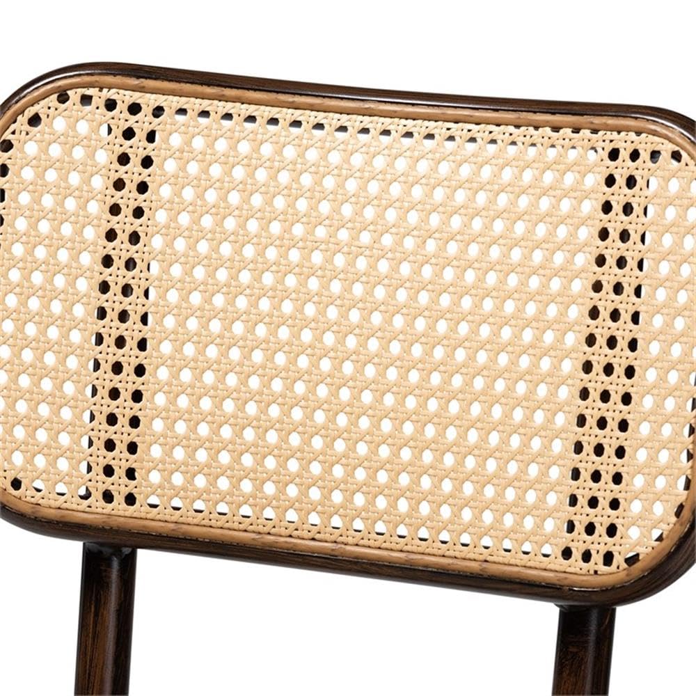 Baxton Studio Katina Mid-Century Modern Dark Brown Finished Metal and Synthetic Rattan 2-Piece Outdoor Dining Chair Set