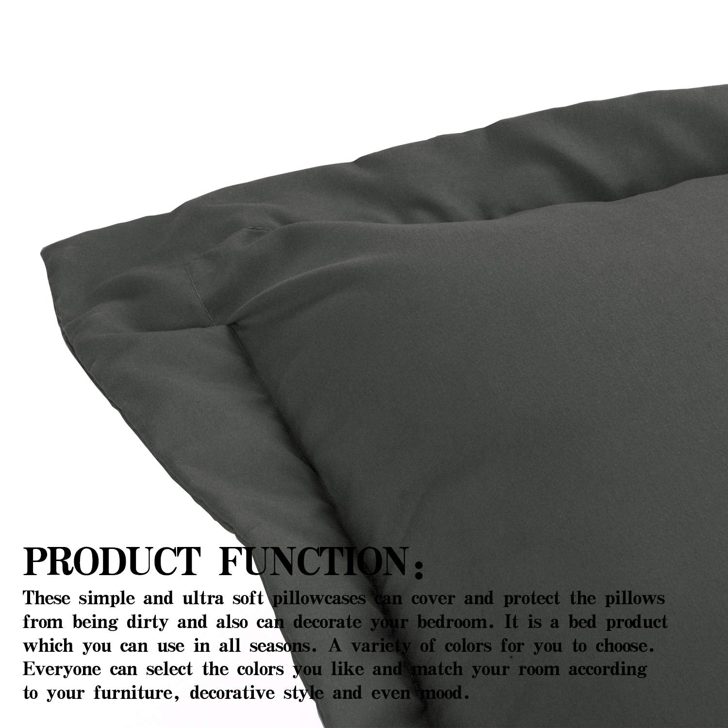 Ntbay 100% Brushed Microfiber King Pillow Shams Set Of 2, Super Soft And Cozy, Wrinkle, Fade, Stain Resistant 20X36 Inches Oxford Pillowcases, Dark Grey