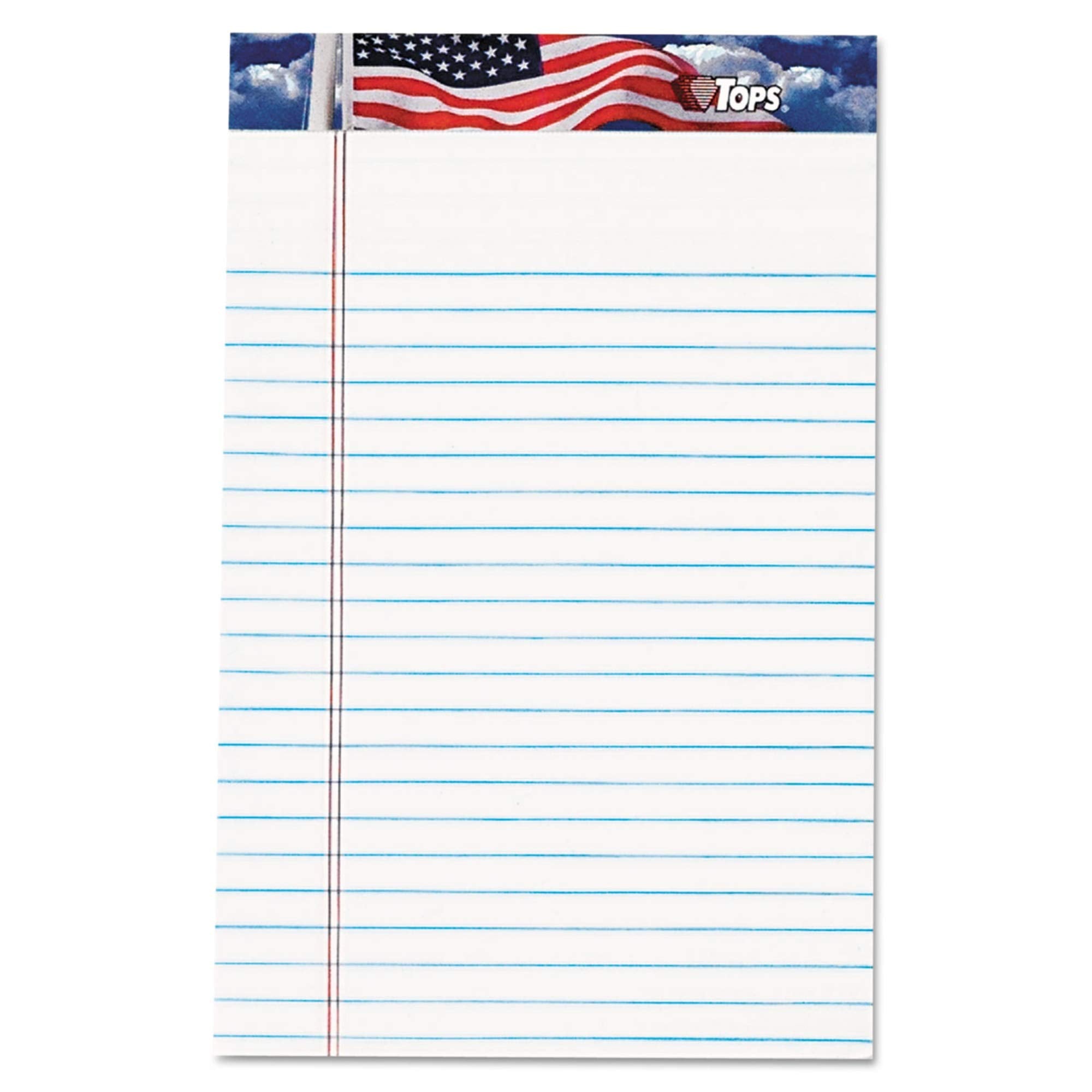 Tops American Pride Writing Pad, Narrow, 5 X 8, White, 50 Sheets, Dozen