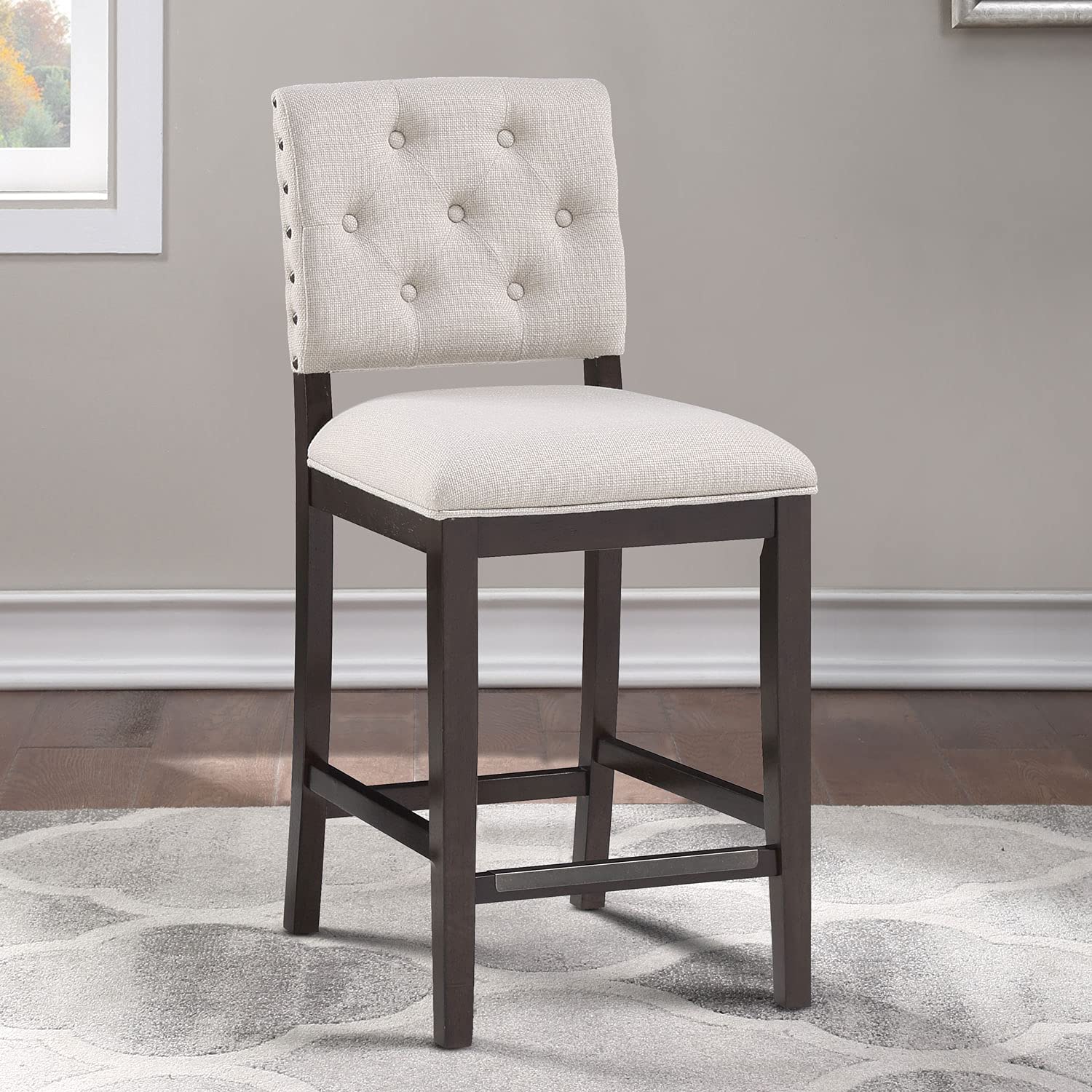 American Woodcrafters Lynwood Walnut Stationary Wood Counter 26-Inch Barstool
