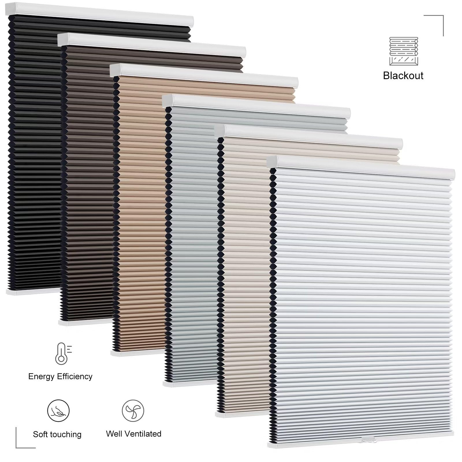 Changshade Cordless Blackout Customized Cellular Shade, Honeycomb Shade With The Diameter Of 1.5 Inch Honeycombs, Room Darkening