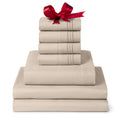 Mellanni Split King Sheet Set - 7-Piece Iconic Collection Bedding, (Including 4 Pillowcases), 16-Inch Deep Pocket, Easy Care, Extra Soft, Cooling Sheets, Brushed Microfiber - Beige