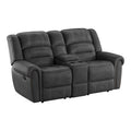 Madrona Burke Mason Slate Gray Reclining Console Loveseat with Contrast Stitching