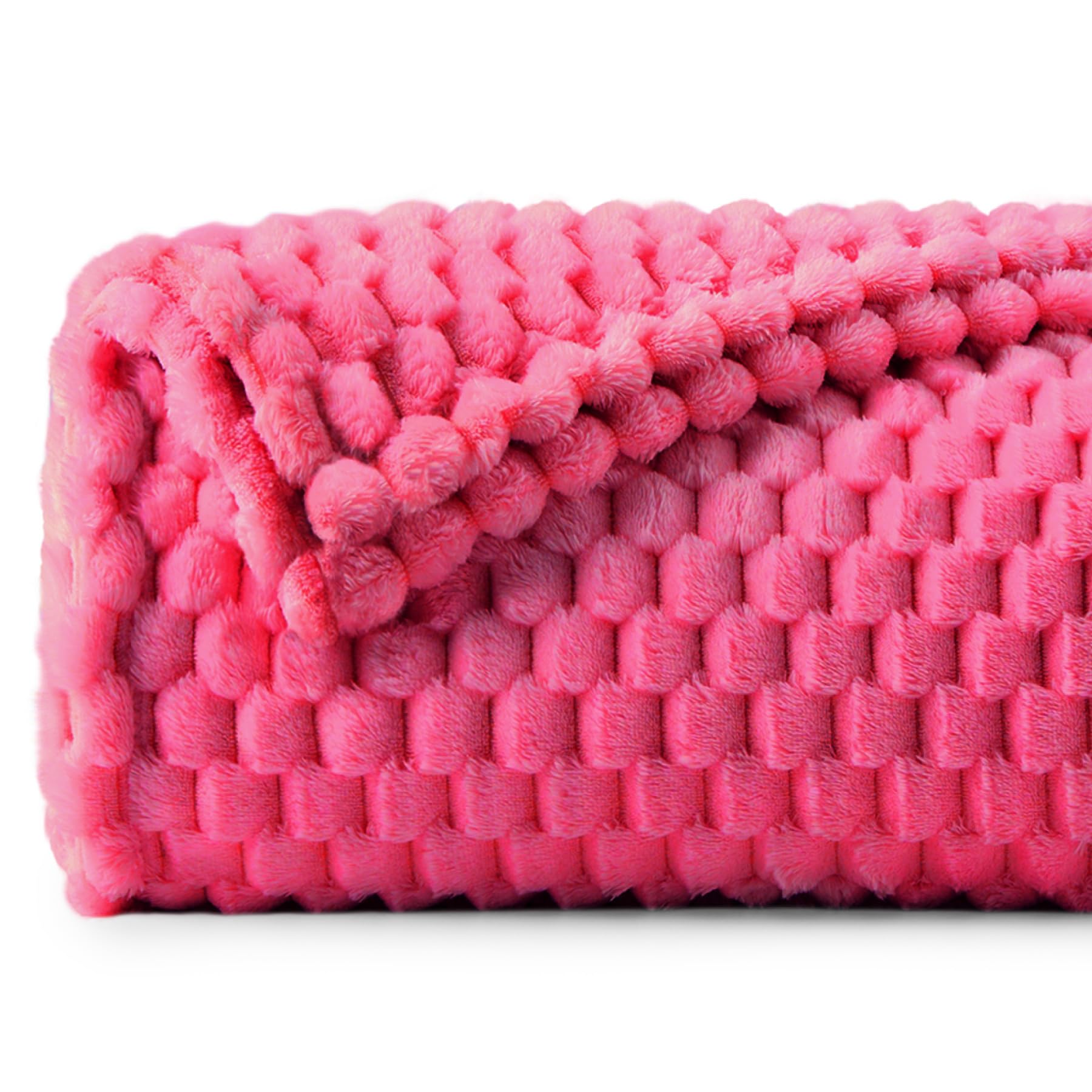 BEDELITE Fleece Throw Blanket - 50x60" Hot Pink, Soft Polyester, Cozy 3D Jacquard Design, Perfect for Couch & Bed