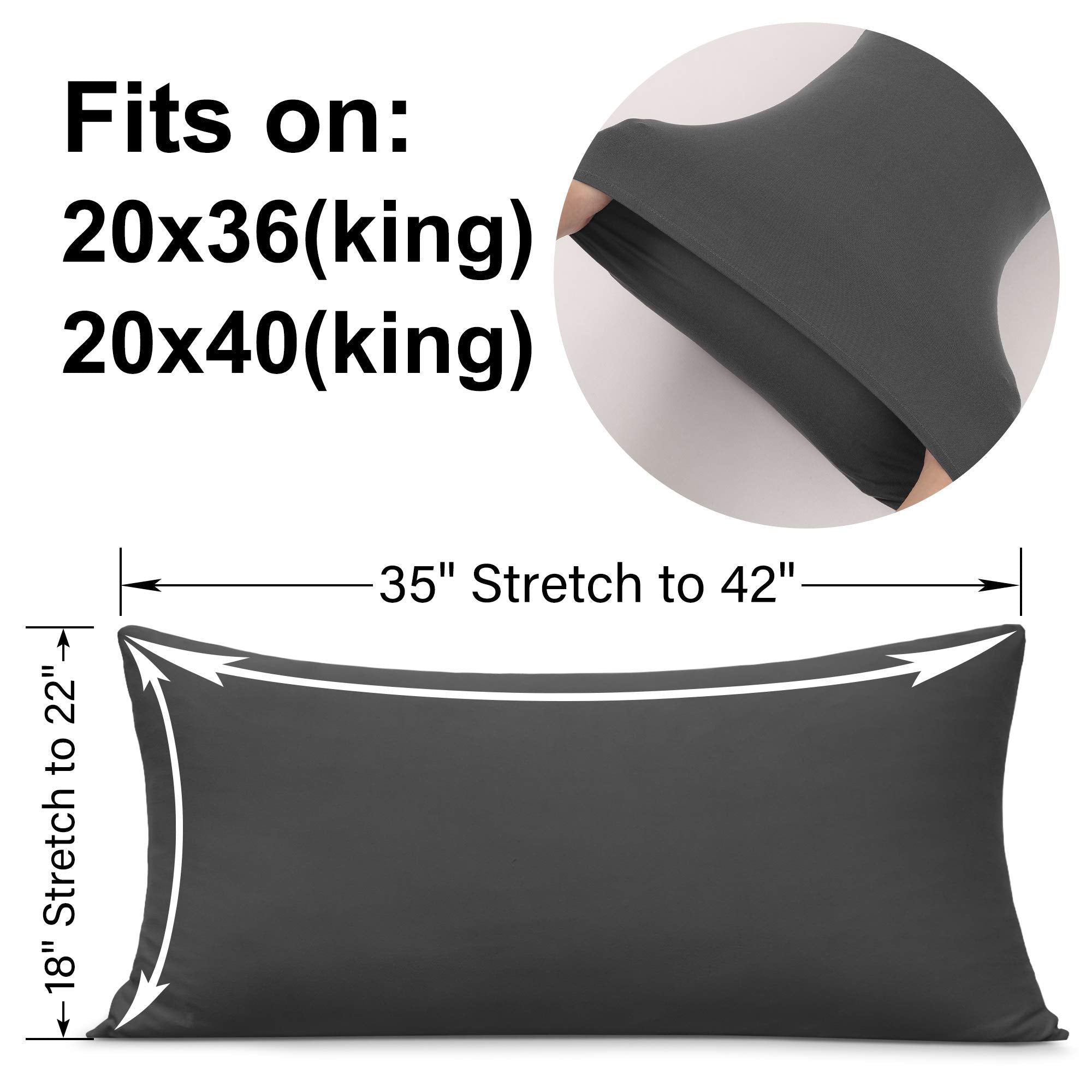 2-Pack Stretch Pillow Cases King - Jersey Knit & Ultra Soft Pillowcases T-Shirt Like Microfiber Blend - Envelope Closure & Suita