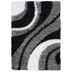 Rizzy Home | Km2323 | Kempton Collection | Polyester Area Rug | 6' X 9' | Multi/Grey/Black/White Stripe