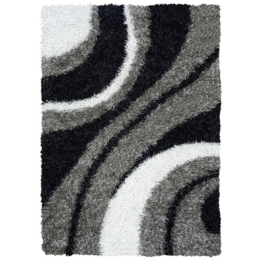 Rizzy Home | Km2323 | Kempton Collection | Polyester Area Rug | 6' X 9' | Multi/Grey/Black/White Stripe