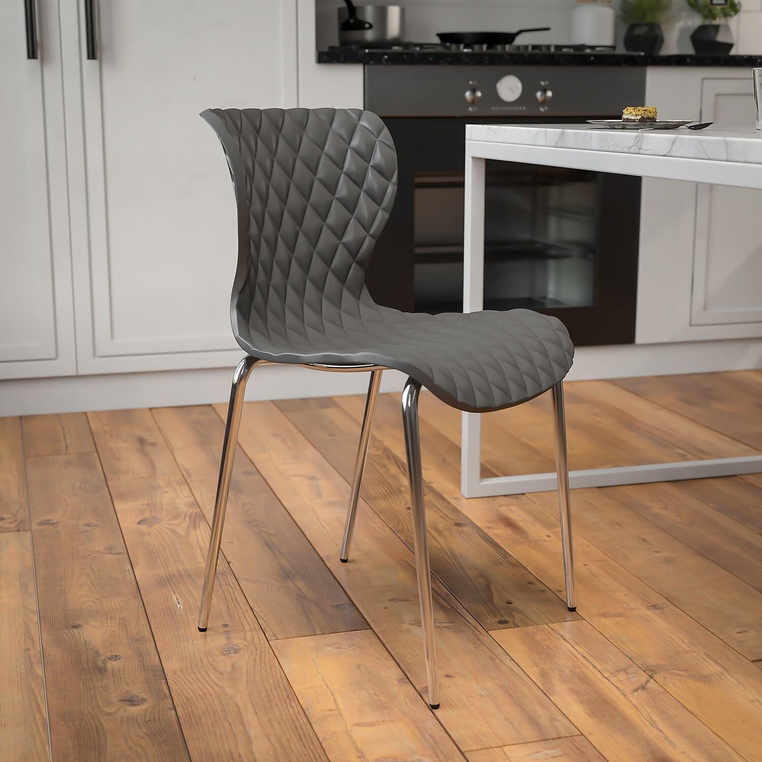 Flash Furniture Lowell Contemporary Design Gray Plastic Stack Chair