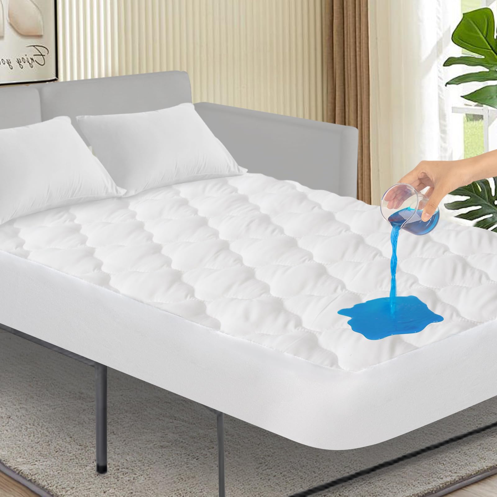 Sofa Bed Queen Mattres Protector Pad Waterproof Quilted 60' X 72', Breathable & Cooling Queen Sleeper Sofa Mattress Pad Cover