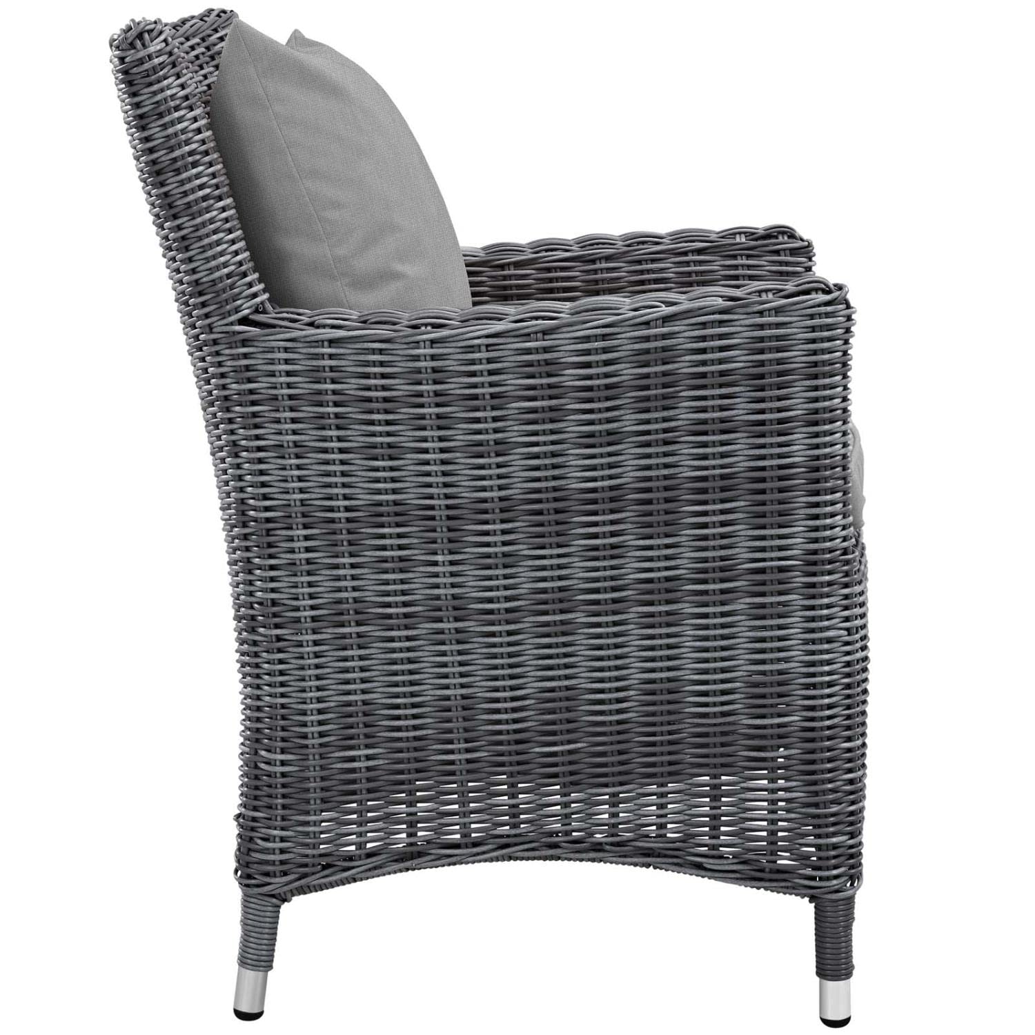 Modway Summon Wicker Rattan Aluminum Outdoor Patio 11-Piece 91" Dining Table And Dining Armchairs With Sunbrella® Fabric Cushions In Canvas Gray