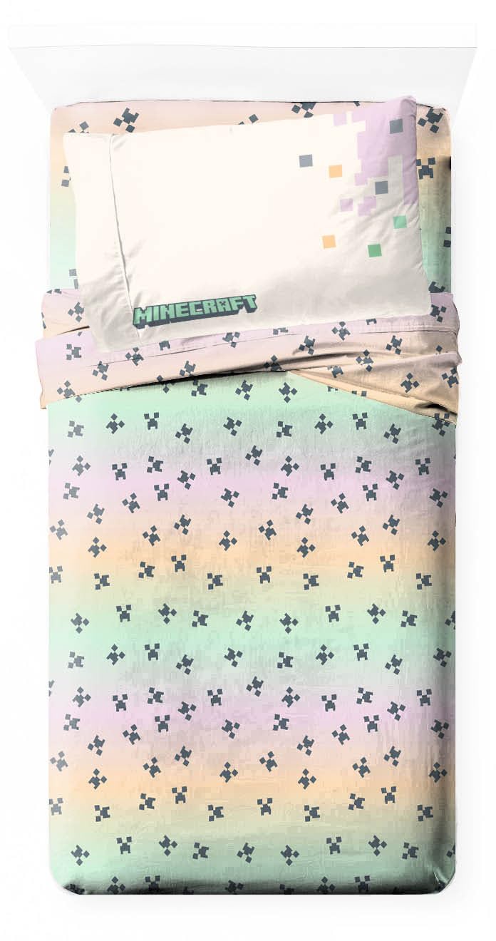 Jay Franco Minecraft Creeper Twin Size Sheet Set - Super Soft 3 Piece Kids Bedding Set - Microfiber Sheets Includes Reversible P