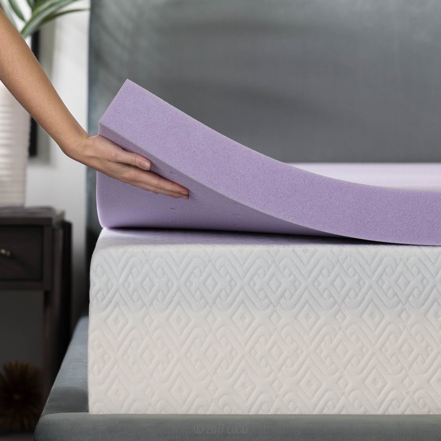 LUCID 3 Inch Lavender Infused Memory Foam Mattress Topper, Ventilated Design, Full Size, Model LU30FF30VT