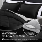Downluxe Full Size Comforter Set - Black And Grey Full Comforter - Soft Bedding Sets For All Seasons -3- Piece Comforter Set Full With 2 Reversible Pillow Shams