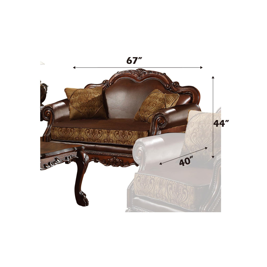 ACME Dresden Loveseat with 2 Pillows, Chenille PU Finish