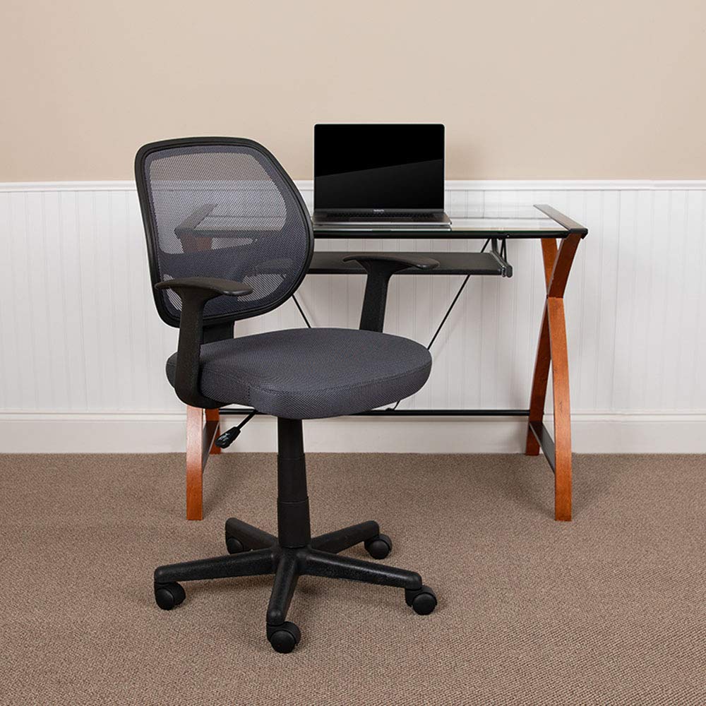 Flash Furniture Flash Fundamentals Mid-Back Gray Mesh Swivel Ergonomic Task Office Chair With Arms