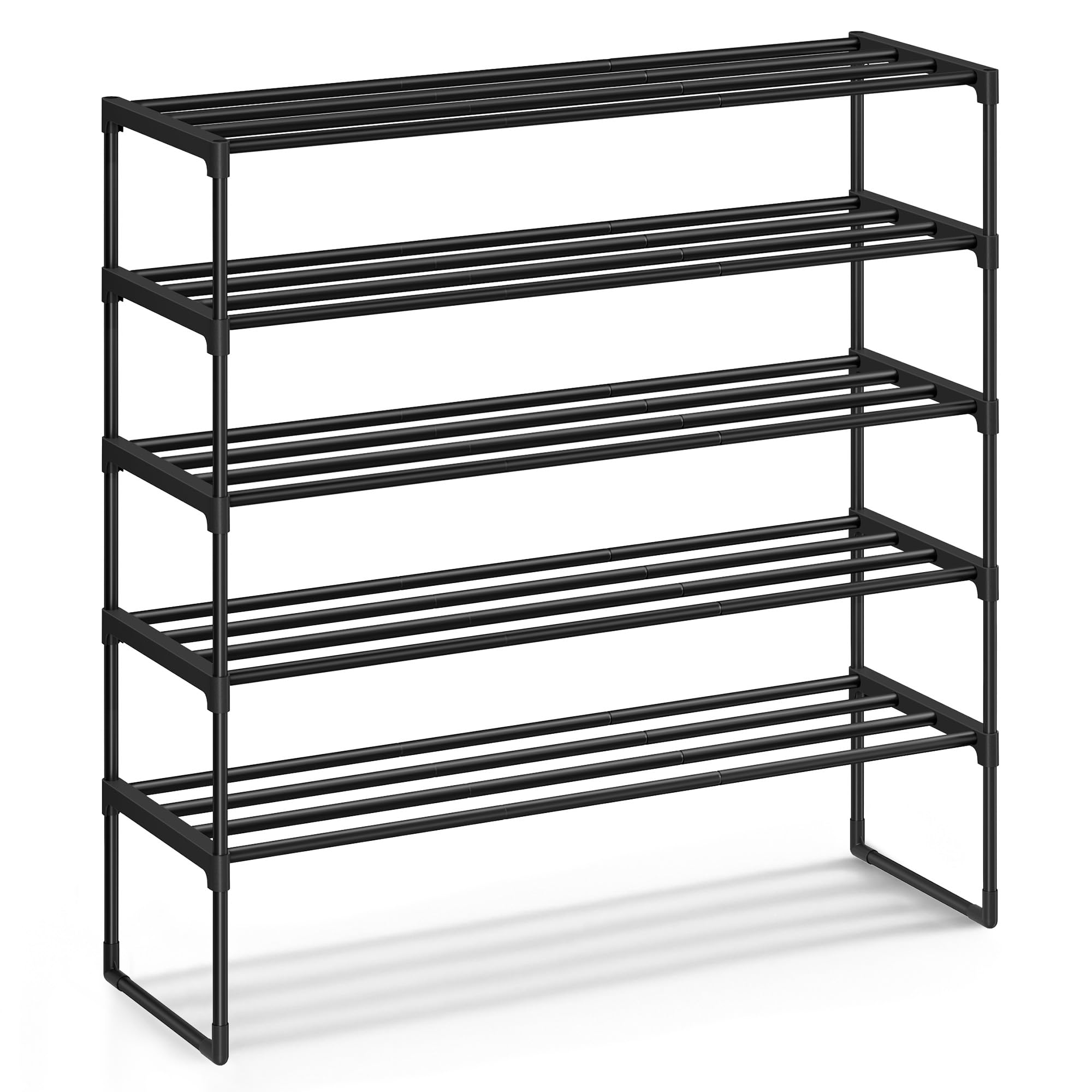 SONGMICS Shoe Rack, 5-Tier Shoe Organizer, Metal Storage Shelf, Upright or Upside Down, for 20-25 Pairs, Stackable, for Entryway