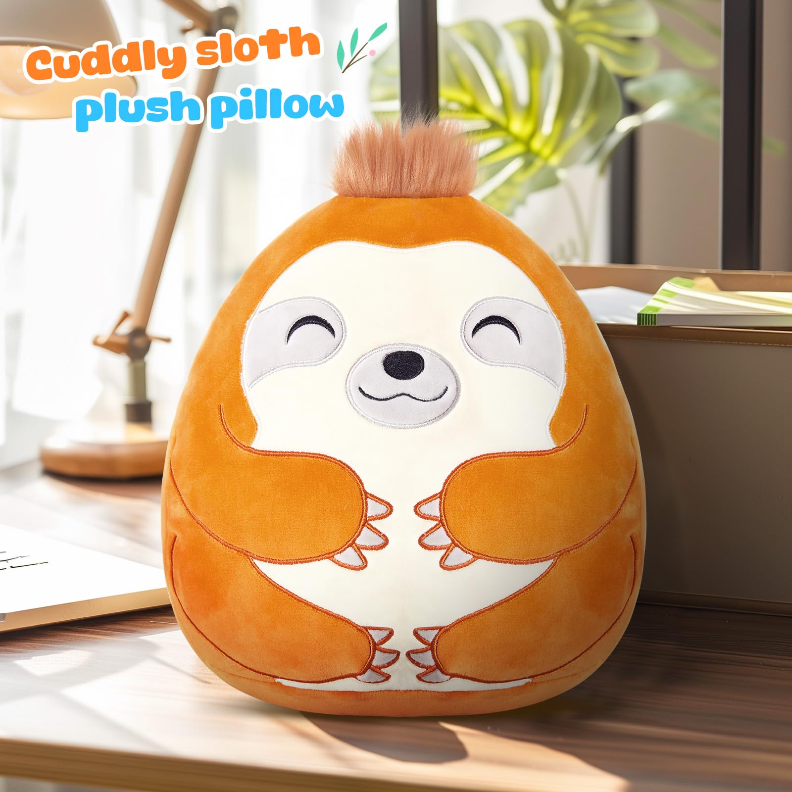 Bstaofy 12' Cute Sloth Soft Plush Pillow Sloth Stuffed Animal Cushion Nap Pillow Birthday Valentines For Boys Girls