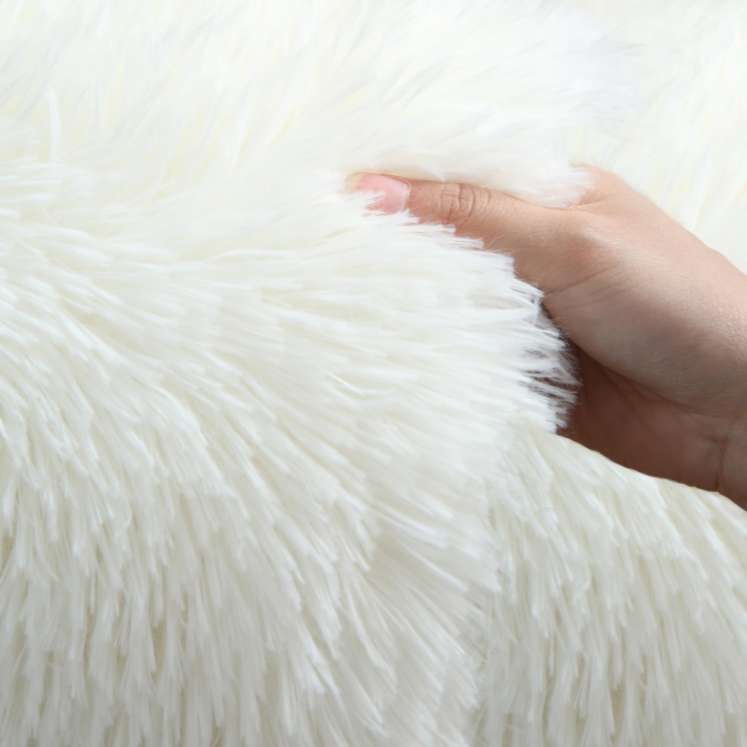 Kchowua 3X5 Cream Thick Fluffy Fuzzy Cute Area Rugs For Girls Bedroom,Machine Washable Off White Furry Plush Small Carpet For Li