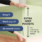 Extra Deep Pocket King Sheets - 4 Piece Breathable & Cooling Bed Sheets - Hotel Luxury Bed Sheet Set - Soft, Wrinkle Free & Comfy - Easily Fits Extra Deep Mattresses - Light Sage Green Sheets Set