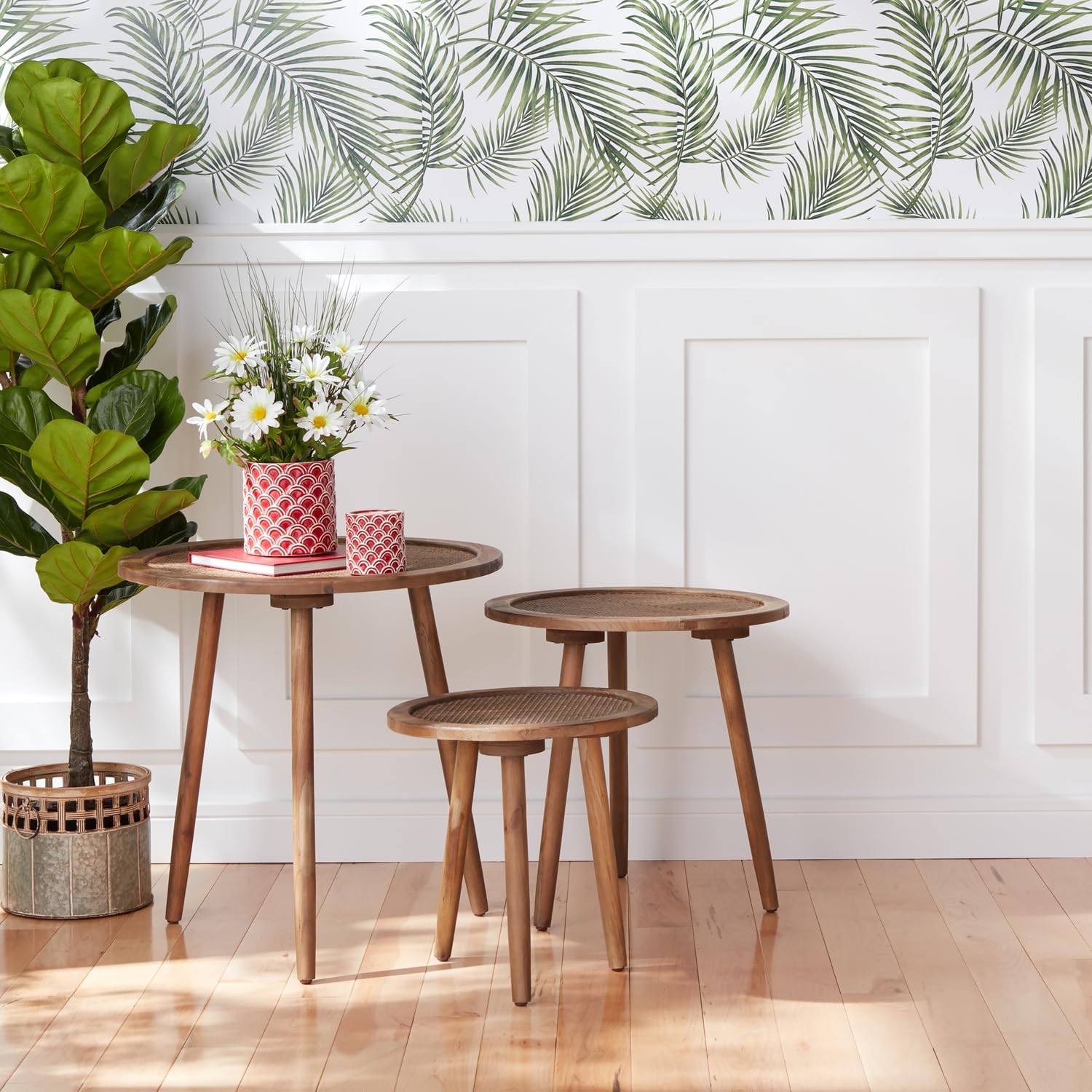 Melrose International Accent Table (Set of 3) 16" D x 16" H, 20" D x 20" H, 24" D x 24" H Wood