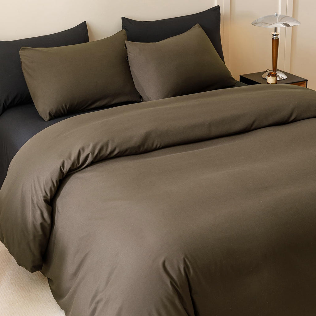 Clothknow Chestnut Brown Comforter Set California King 3Pcs Dark Brown Bedding Comforter Sets Brown Comforter Mocha Coffee Comfo