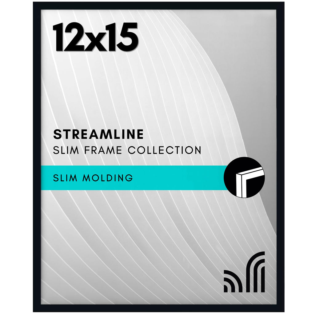 Americanflat 12x15 Picture Frame with Polished Plexiglass - Streamline Collection - Thin Border Picture Frame for Wall Display -