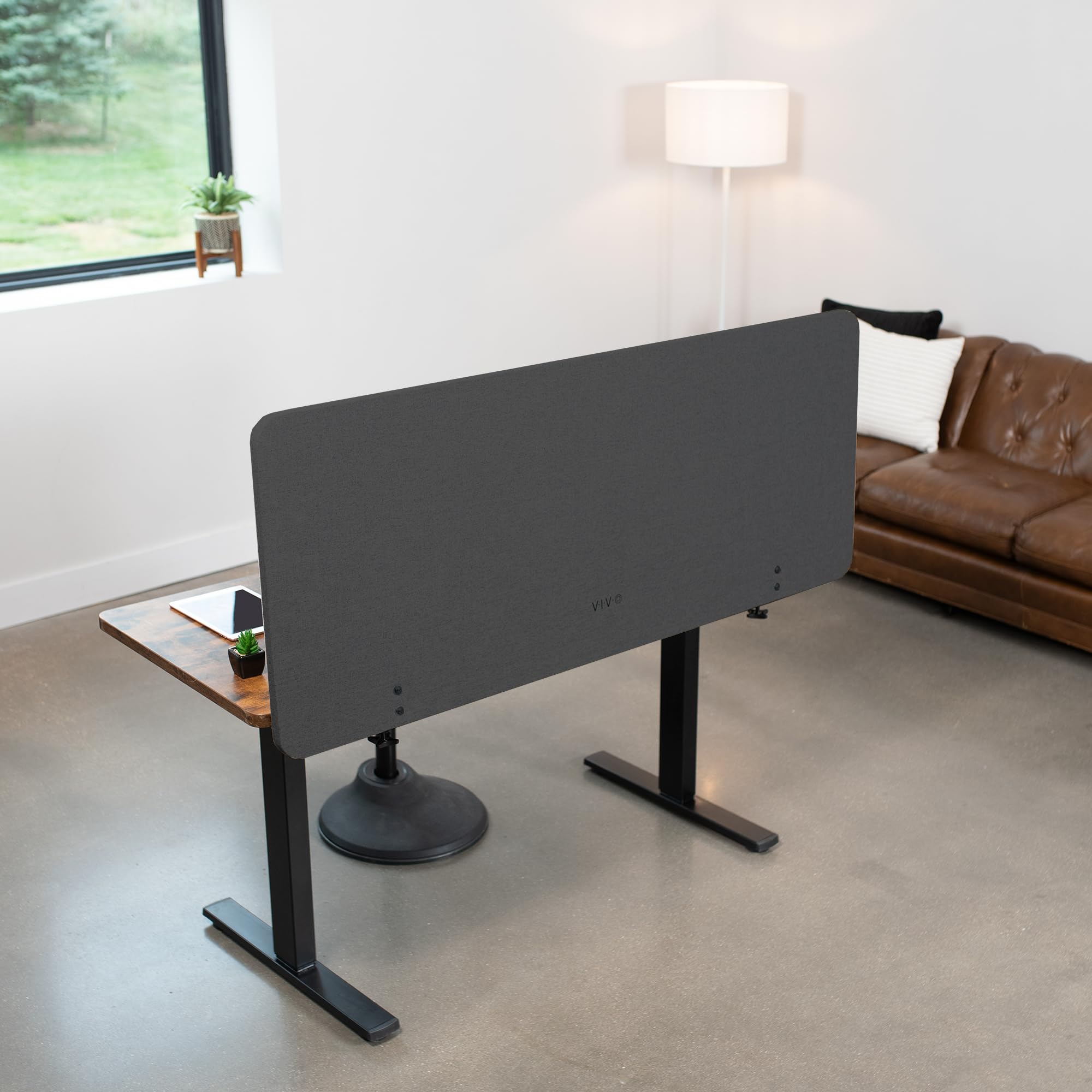 Vivo Clamp-On/Screw-On 60 X 24 Inch Privacy Panel, Sound Absorbing Cubicle Desk Divider, Acoustic Partition, Dark Gray, Pp-1-V060D