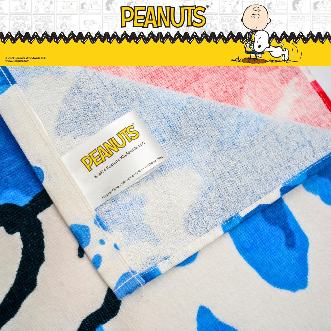 Franco Peanuts Snoopy & Woodstock Bath Towel Cotton 58" x 28" Blue