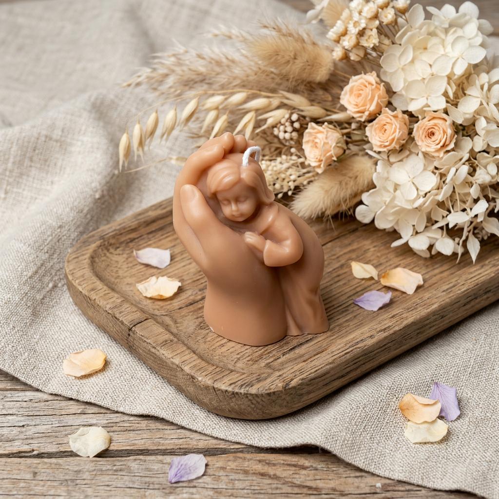 3 Bronze Rose Petals Scented Baby Dimensional Candle