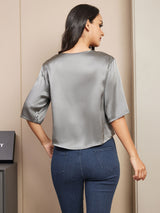 [Dark Gray] SilkSilky  Half Sleeve Women's T-Shirt 002
