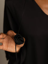 [Black] SilkSilky  Long Sleeve V Neck Women's Blouse 005