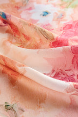 Pink floral 100% Mulberry silk square scarf with smooth satin finish